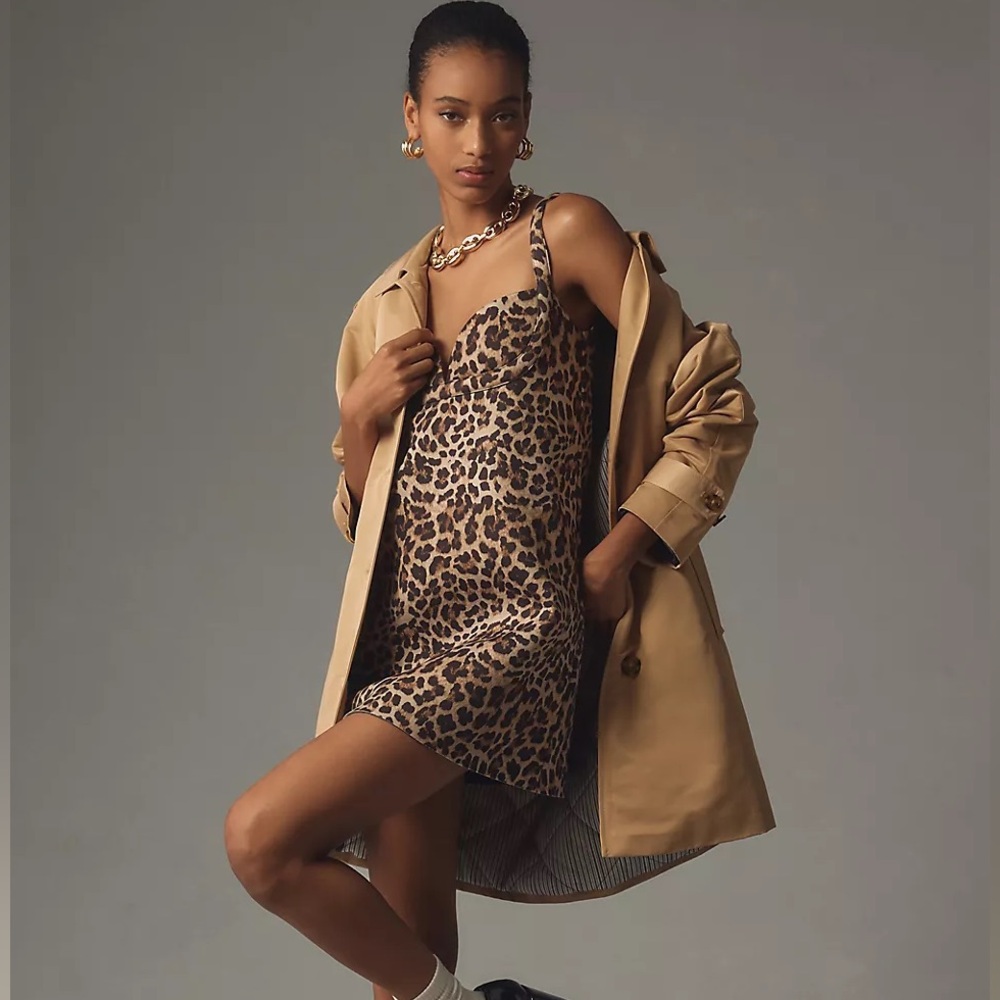 NWT Anthropologie Dhruv Kapoor Leopard Mini Dress - Picture 3 of 12